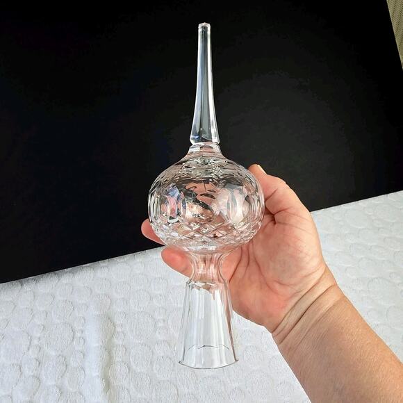 10" Etched Cut Crystal Christmas Tree Topper Vintage Rogaska Gallia - Picture 5 of 7